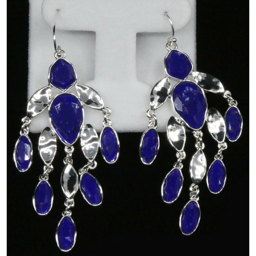 New Style & Co Blue Stone Chandelier Earrings - Picture 5 of 5